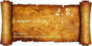 Langer Ulrik névjegykártya